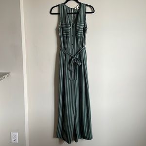Green & White Stripped Jumpsuit